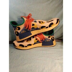 adidas Yellow Leopard Print Athletic Shoes with Orange Laces and Blue Cage